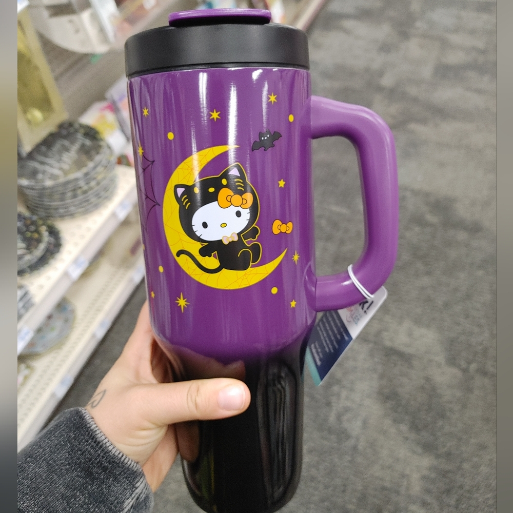 New Hello Kitty Halloween Cat purple black Tumbler 40oz Zak!